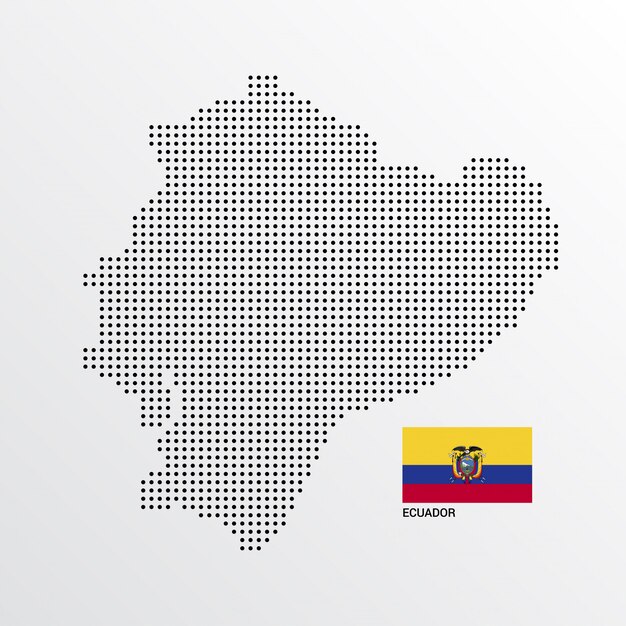 Ecuador Map design with flag and light background vector 