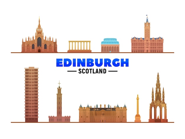 Free Vector edinburgh scotland uk landmarks on white background vector illustration business travel and tourism concept with modern buildings image for banner or web site