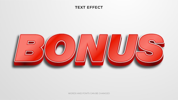 Free Vector editable 3d style red text effect, bonus text effect