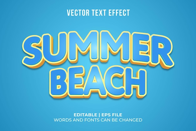 Free Vector editable beach summer text effect template