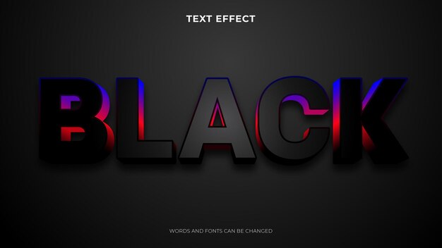 Editable black text effect, 3d text effect