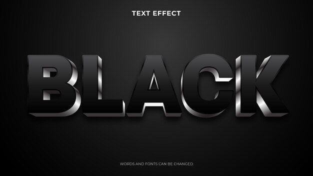 Editable black text effect, silver text effect