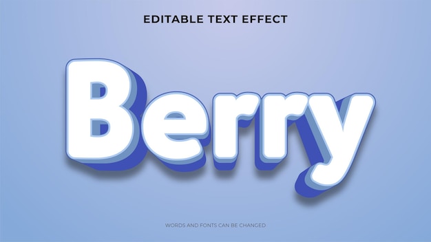 Free vector editable blueberry 3d text effect