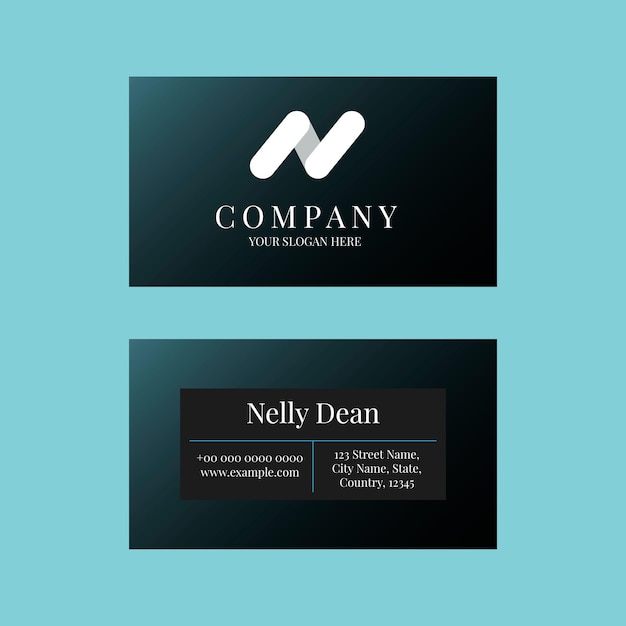 Editable business card template vector in blue modern design collection