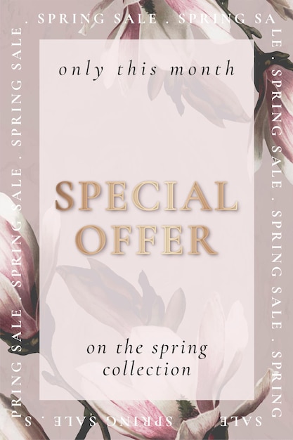 Editable flower template vector for spring sale