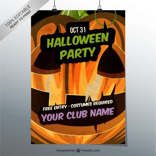 Free Vector editable halloween party flyer template