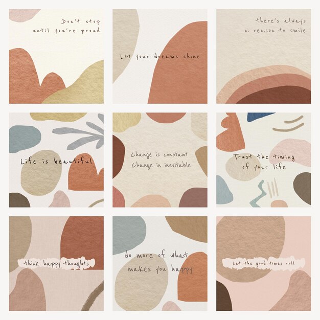 Editable motivational quote templates earth tone abstract design