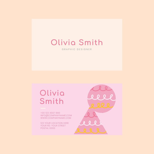 Editable name card template  in soft pink color pattern