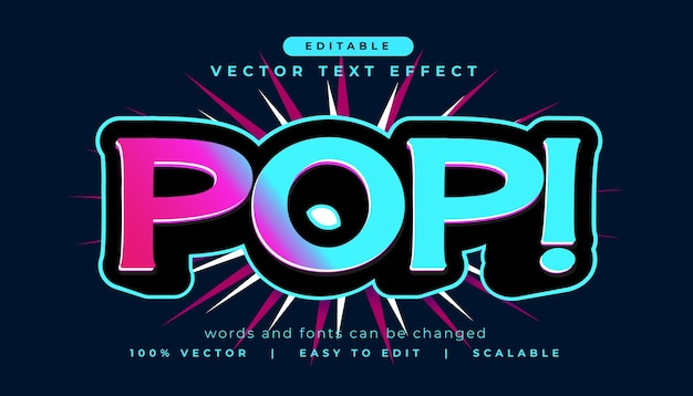 Free vector editable pop lettering text effect in comic style