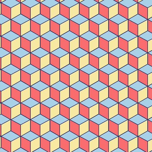 Editable seamless pattern made of pink, blue and yellow squares