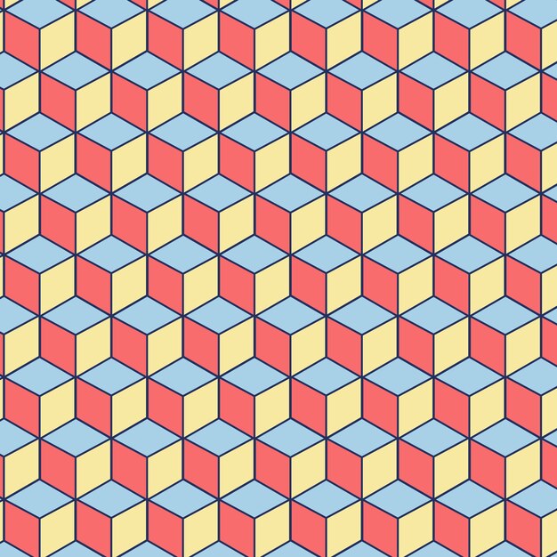 Editable seamless pattern made of pink, blue and yellow squares