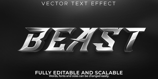 Free Vector editable text effect beast, 3d shine and metallic font style