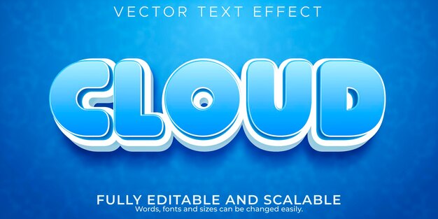 Editable text effect, blue cloud text style