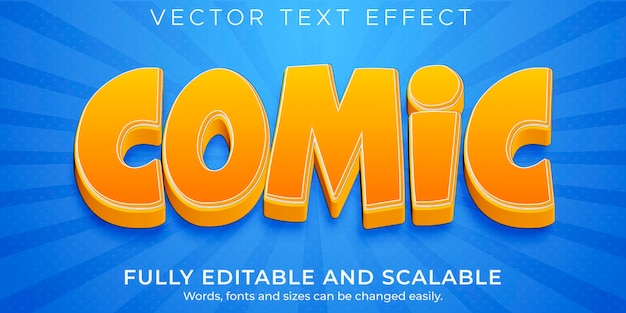 Editable text effect, cartoon and comic text style