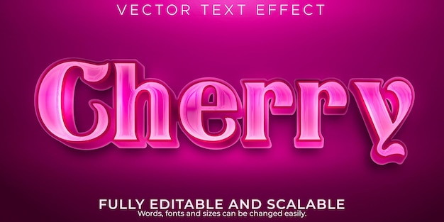 Editable text effect, cherry metallic text style