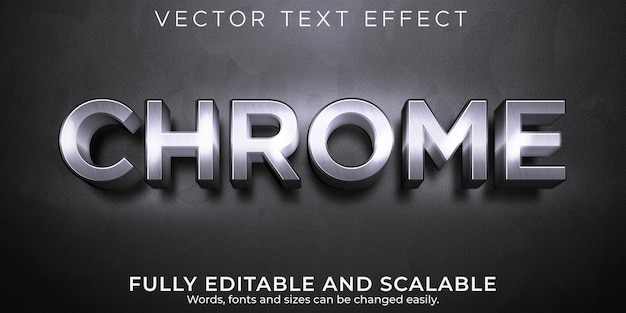 Free Vector editable text effect, chrome metallic  text style