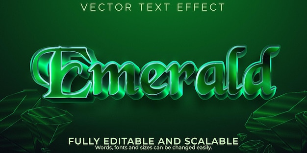 Editable text effect emerald, 3d luxury and glow font style