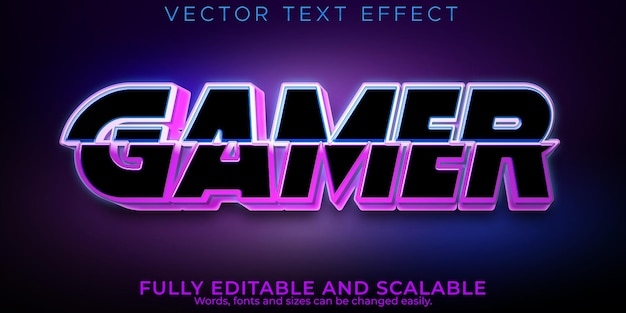 Free Vector editable text effect gamer, 3d esport and neon font style