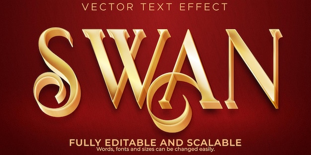 Editable text effect golden, 3d luxury and elegant font style