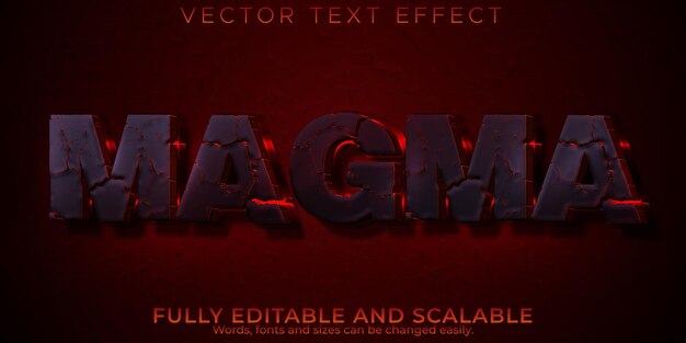 Editable text effect magma, 3d lava and volcano font style