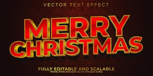 Editable text effect merry christmas, 3d 2022 and new year font style