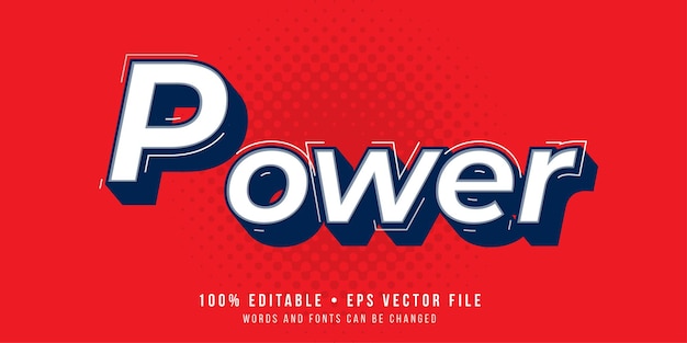 Editable text effect Power text style