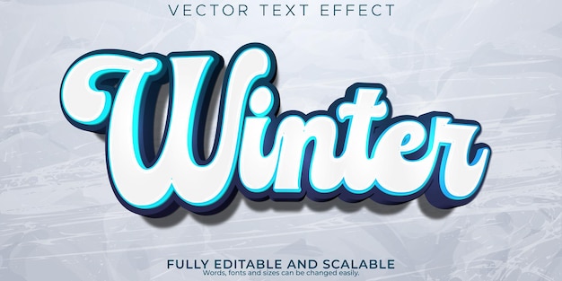 Free vector editable text effect snow 3d ice and cold font style