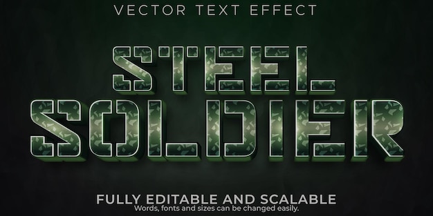 Editable text effect soldier, 3d army and camo font style