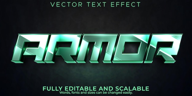 Free Vector editable text effect sword, 3d armor and metallic font style