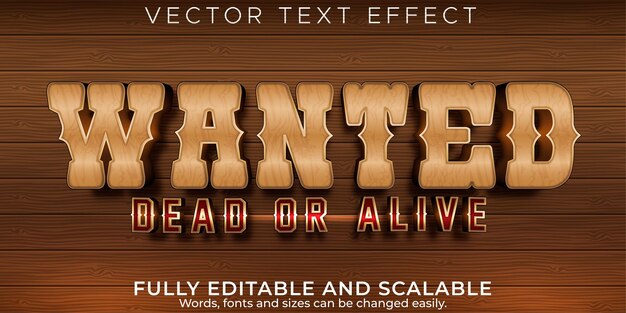 Editable text effect, western wanted text style