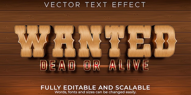 Editable text effect, western wanted text style