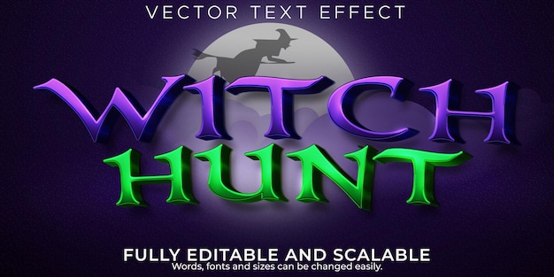 Editable text effect witch, 3d magic and spell font style