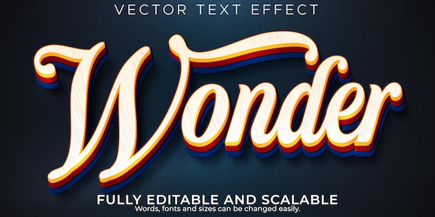 Editable text effect wonder, 3d branding and retro font style