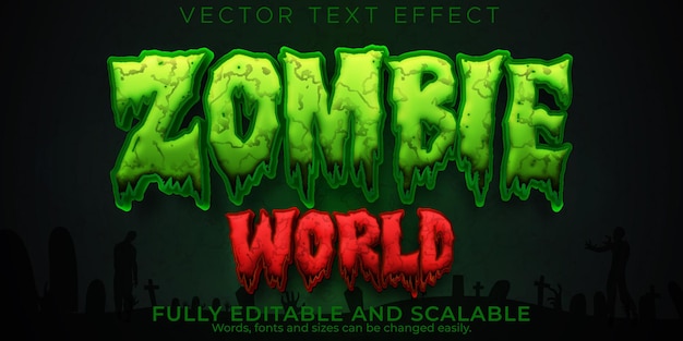 Editable text effect zombie, 3d evil and apocalypse font style