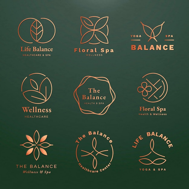 Free Vector editable yoga logo template vector set for health and wellness