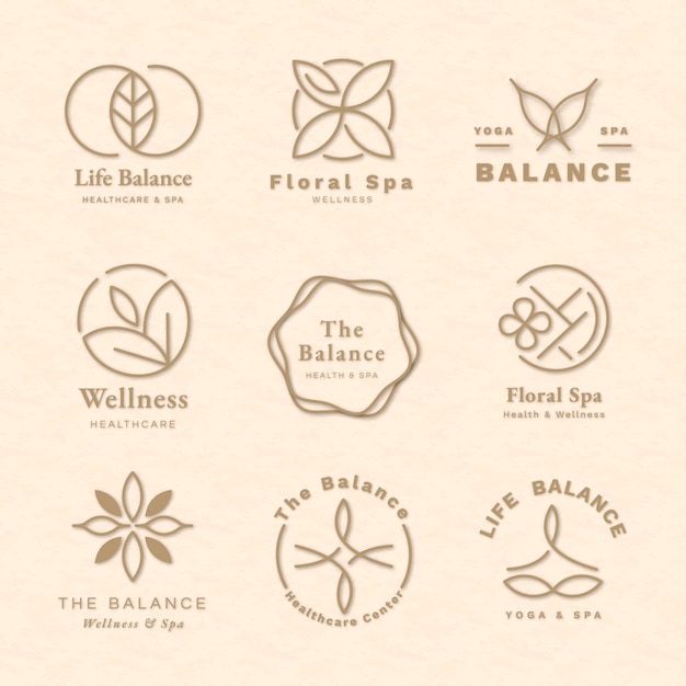 Free Vector editable yoga logo template vector set for health and wellness