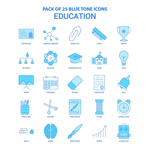 Free Vector education blue tone icon pack