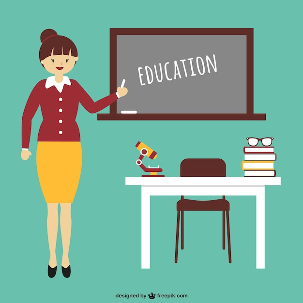 Free vector education cartoon with teacher