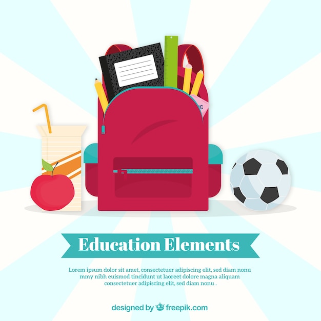 Free Vector education concept background with red bag