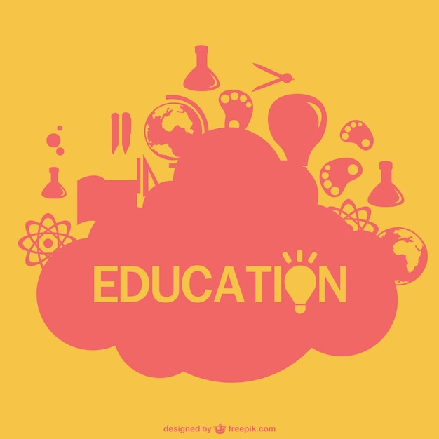 Education elements in pink and yellow