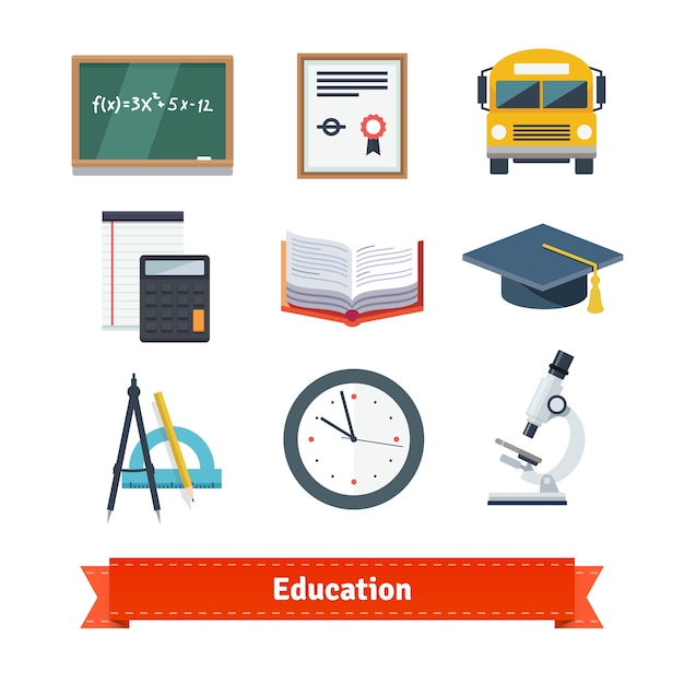 Free Vector education flat icon set