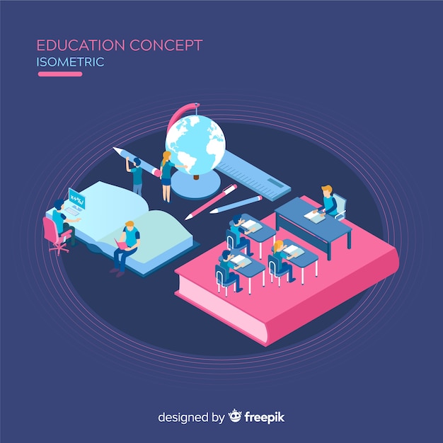 Free Vector education isometric background