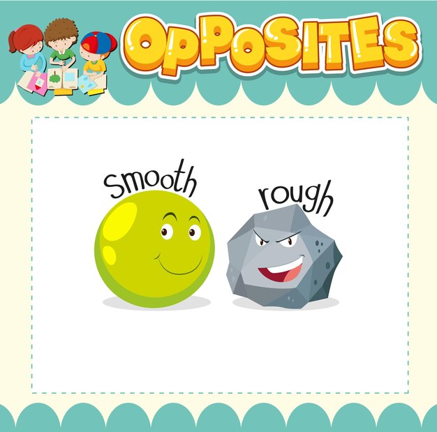 Education word card of English opposites word