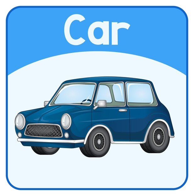 Educational English word card of car