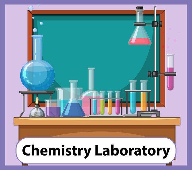 Educational English word card of Chemistry Laboratory