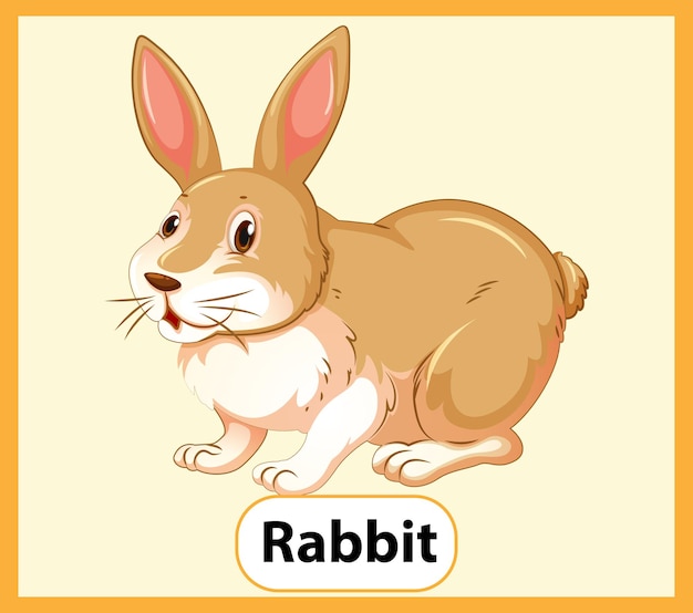 Free Vector educational english word card of rabbit