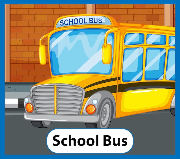 Educational English word card of School Bus