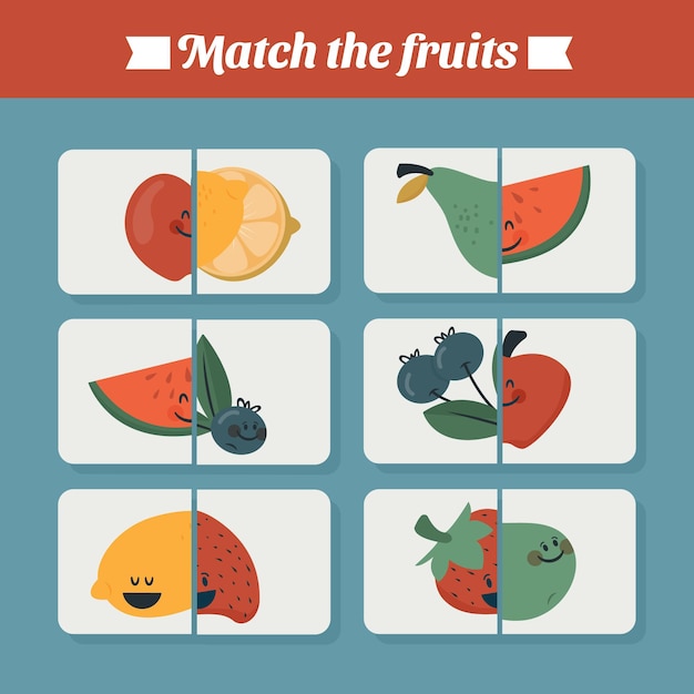 Educational match game for children with fruits