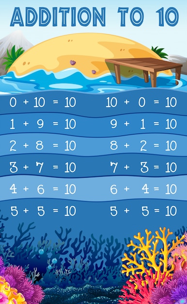 Free Vector an educational math addition to 10