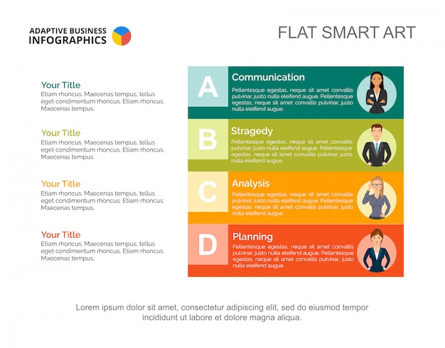 Effective business slide template. Chart. Creative concept for infographic, report.